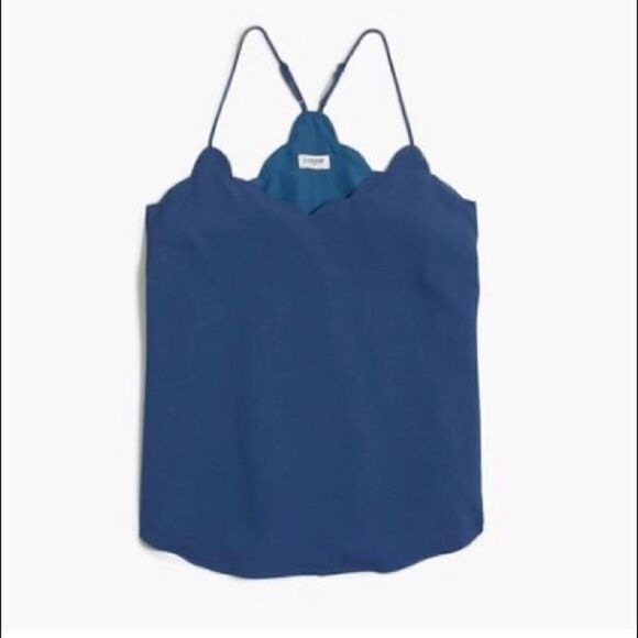 J. crew Blue Scalloped Cami Tank Size 00 (Bundle for 40% off 4+ items) - Picture 1 of 10